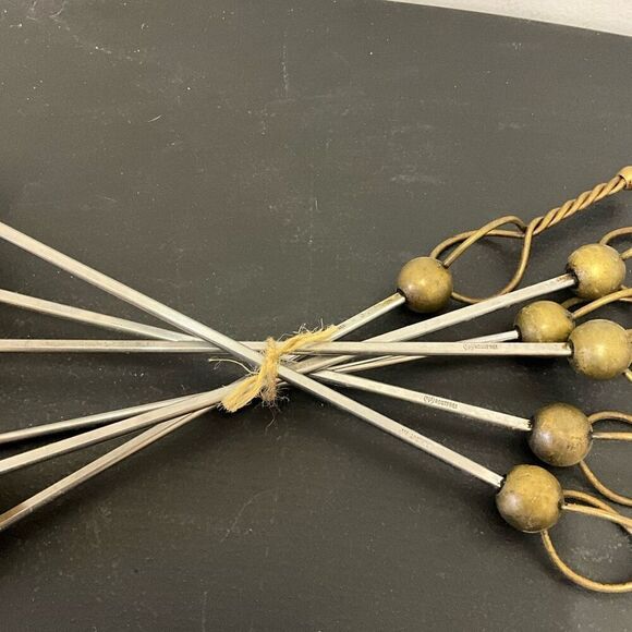 Vintage 1960s Rostfrei Solingen Set of 6 Brass Skewers Spear Fencing Foil - Picture 3 of 7